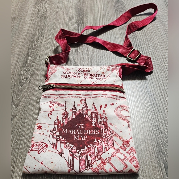 Loungefly Handbags - Harry Potter Loungefly marauders map burgundy  and white cross body purse